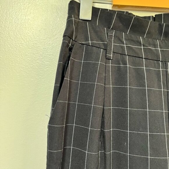 Stradivarius Black Windowpane Plaid Slim Ankle Trousers | Size 6 - Picture 5 of 9
